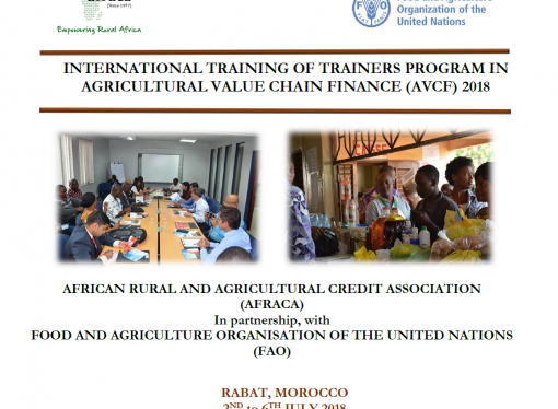 AFRACA International Training of Trainers in Agricultural Value Chain Finance 2 to 6 July 2018 Rabat, Morocco