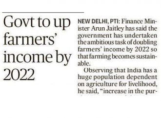 Govt to up farmers income by 2022