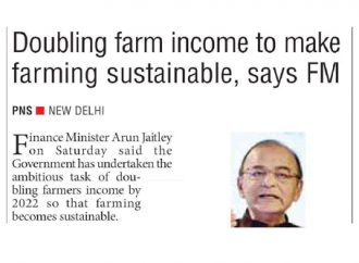 Doubling farm income to make farming sustainable, says FM