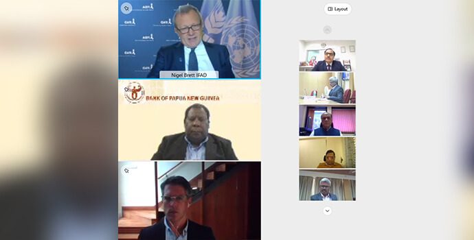 Technical Session 1 moderated by Mr. Nigel Brett, Director of IFAD along with the speakers from IFC, Bank of Papua New Guinea on 20 May 2021.